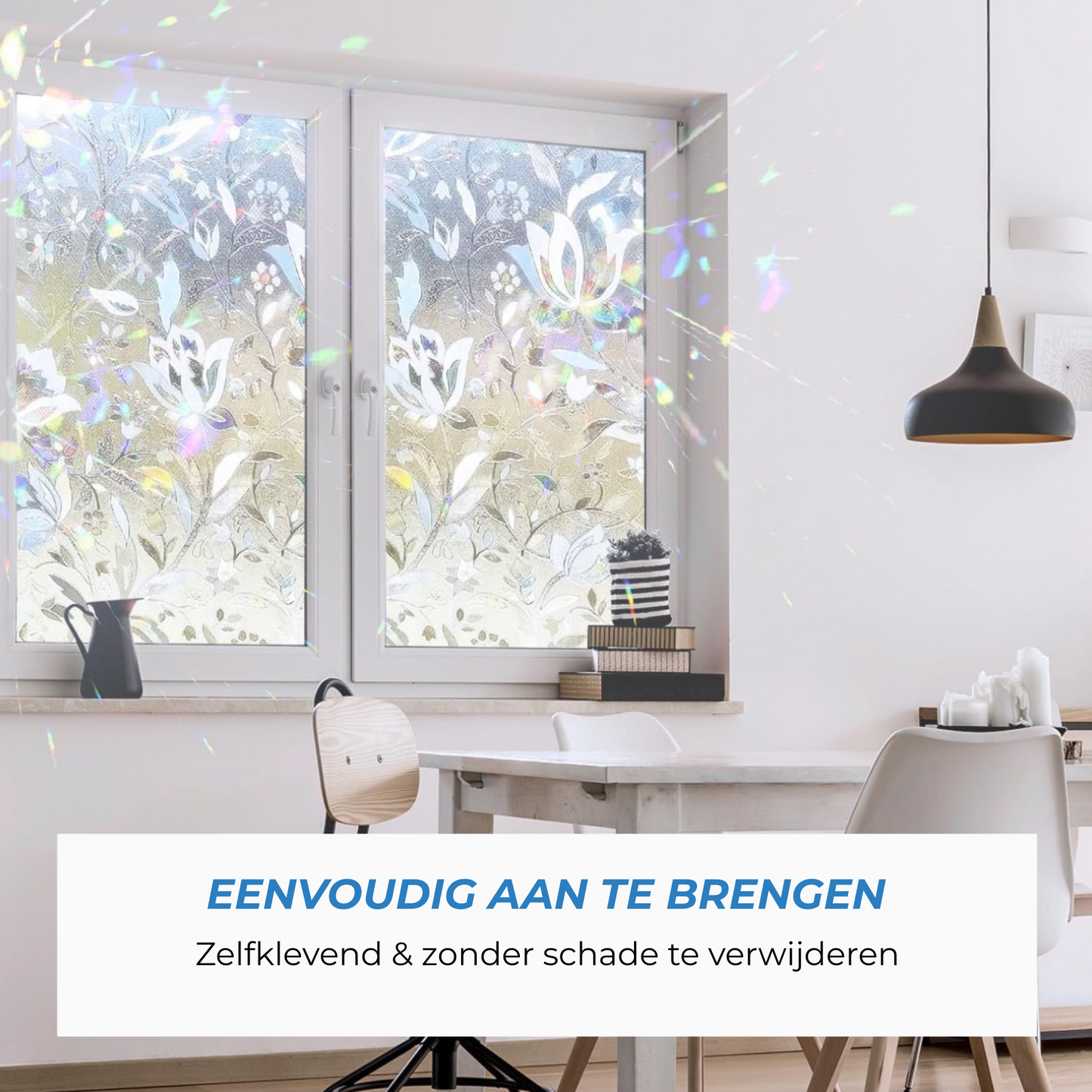 Raamfolie - Bloemen folie - Statisch - Zonwerende plakfolie raam - Extra breed (75cm) - Glasfolie