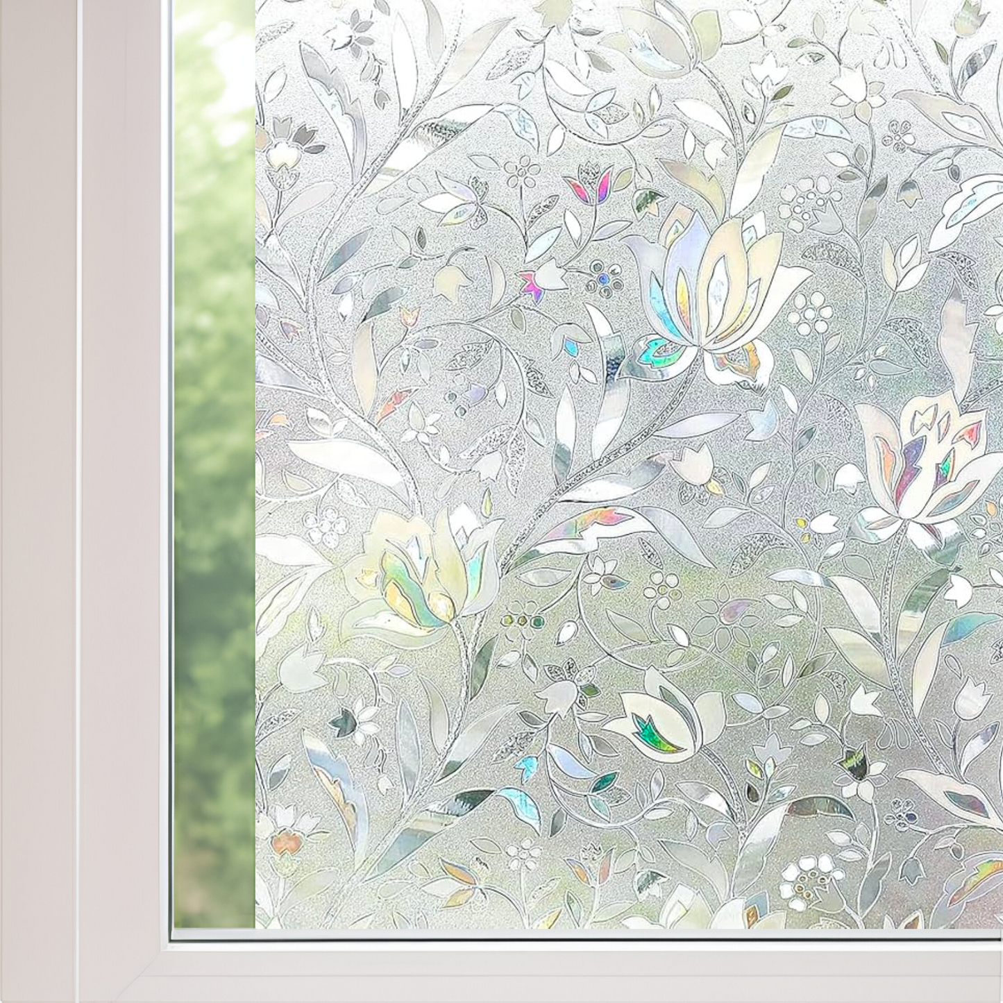Raamfolie - Bloemen folie - Statisch - Zonwerende plakfolie raam - Extra breed (75cm) - Glasfolie - Raamfoliedeal