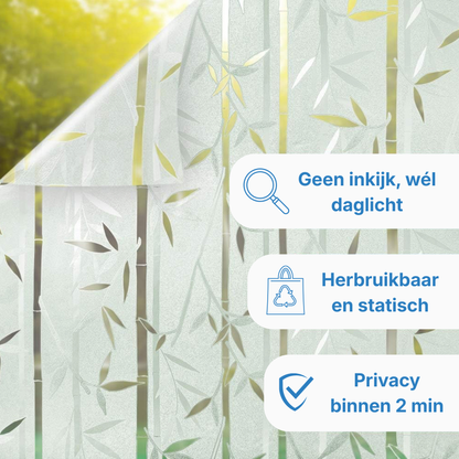 Elegante raamfolie met bamboepatroon