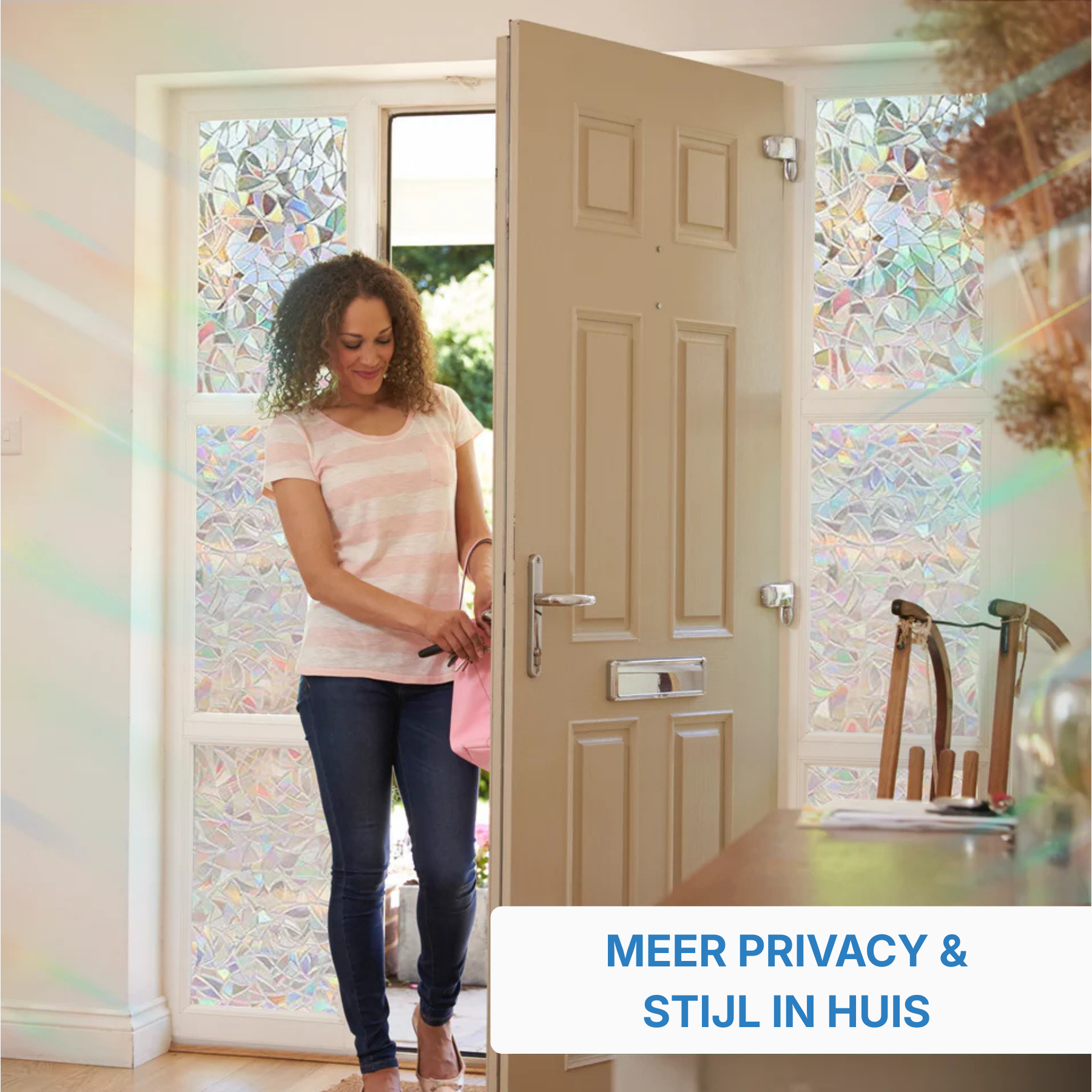 Glinsterende raamfolie tegen inkijk