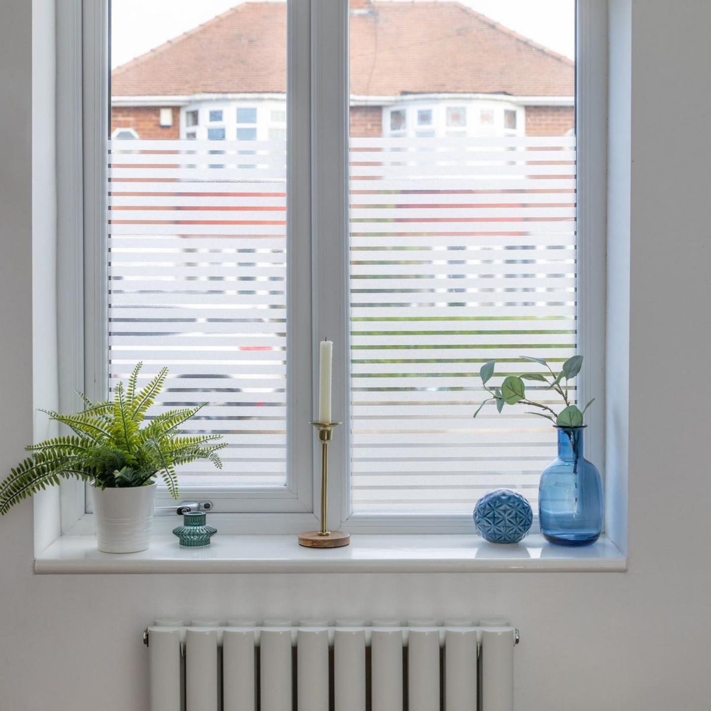 Privacy gestreepte folie voor slaapkamer