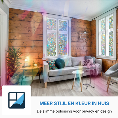 Privacy glinsterfolie met lichtreflectie