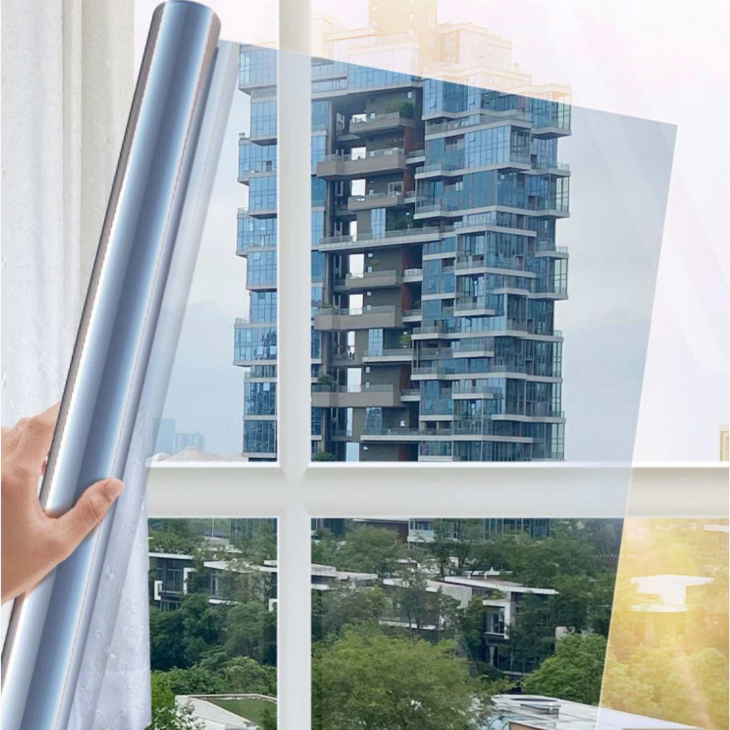 Spiegelende raamfolie voor kantoor en woning