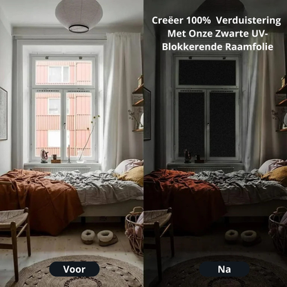 Strakke zwarte raamfolie voor woonkamer