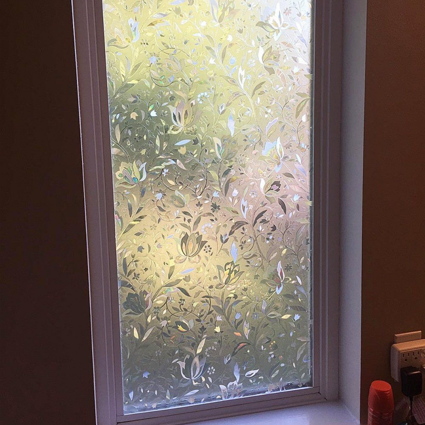 Transparante bloemen raamfolie zelfklevend